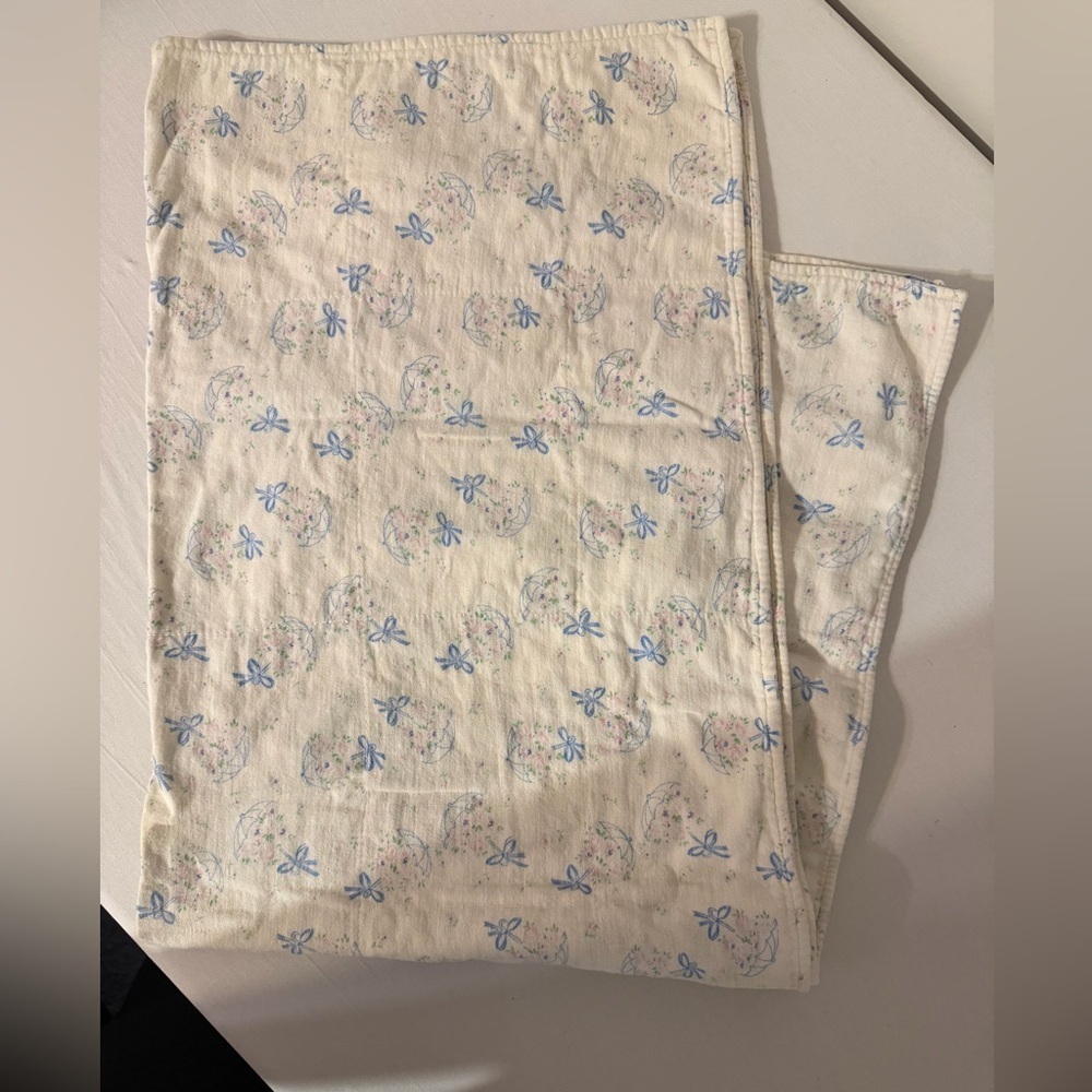 Vintage, Handmade Floral and Bow Patterned Baby Blanket